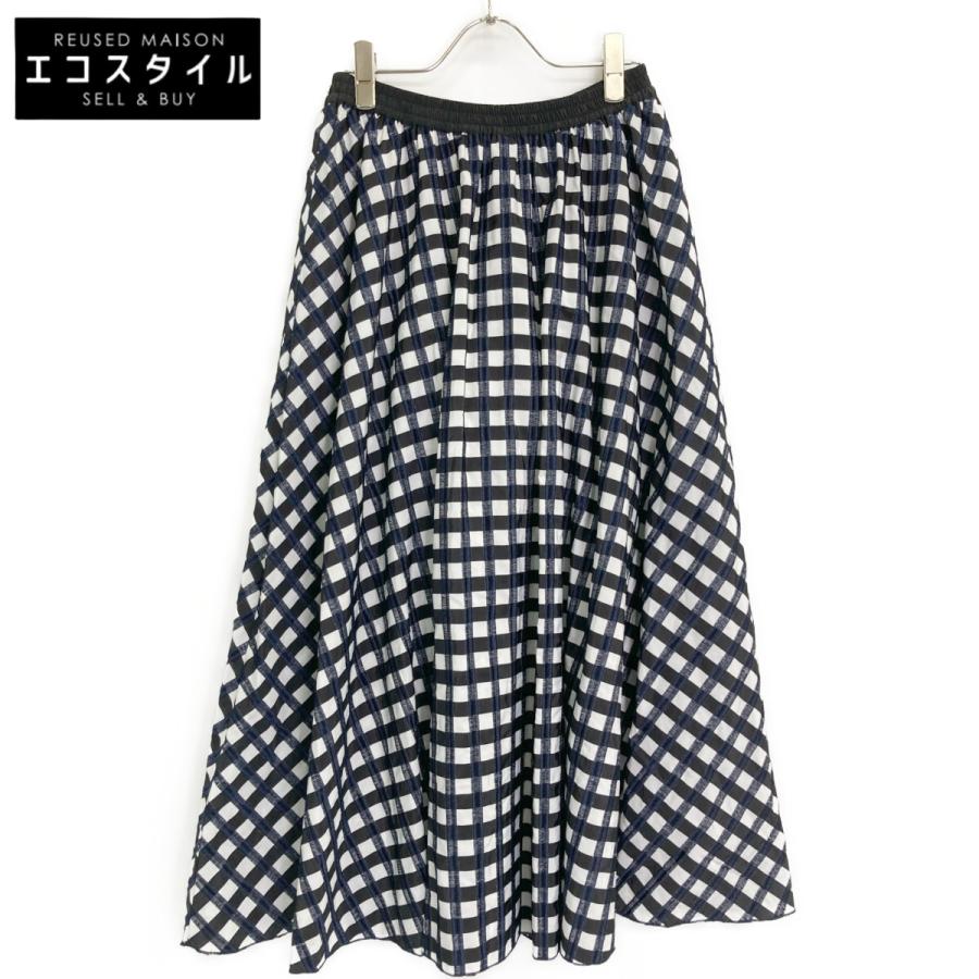 SOV. ソブ ダブルスタンダード 25年製 ネイビー GINGHAM CHECK FLARED 