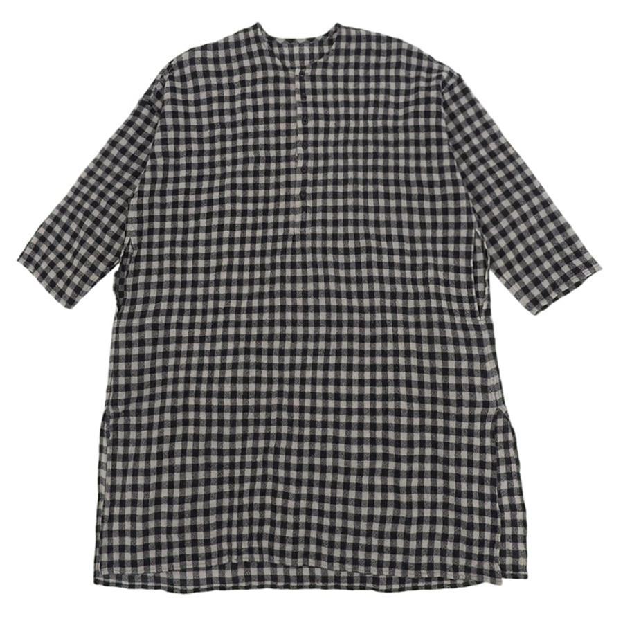 catren様JURGEN LEHL ヨーガンレール チュニック ロングシャツ 美品 Jurgen Lehl ヨーガンレール ウール ギンガムチェック ヘンリー