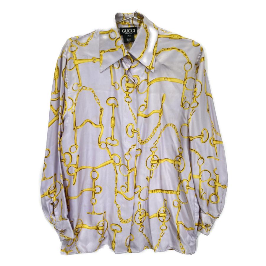 GUCCI（グッチ） パープル シルク ホースビットチェーン 長袖シャツ 