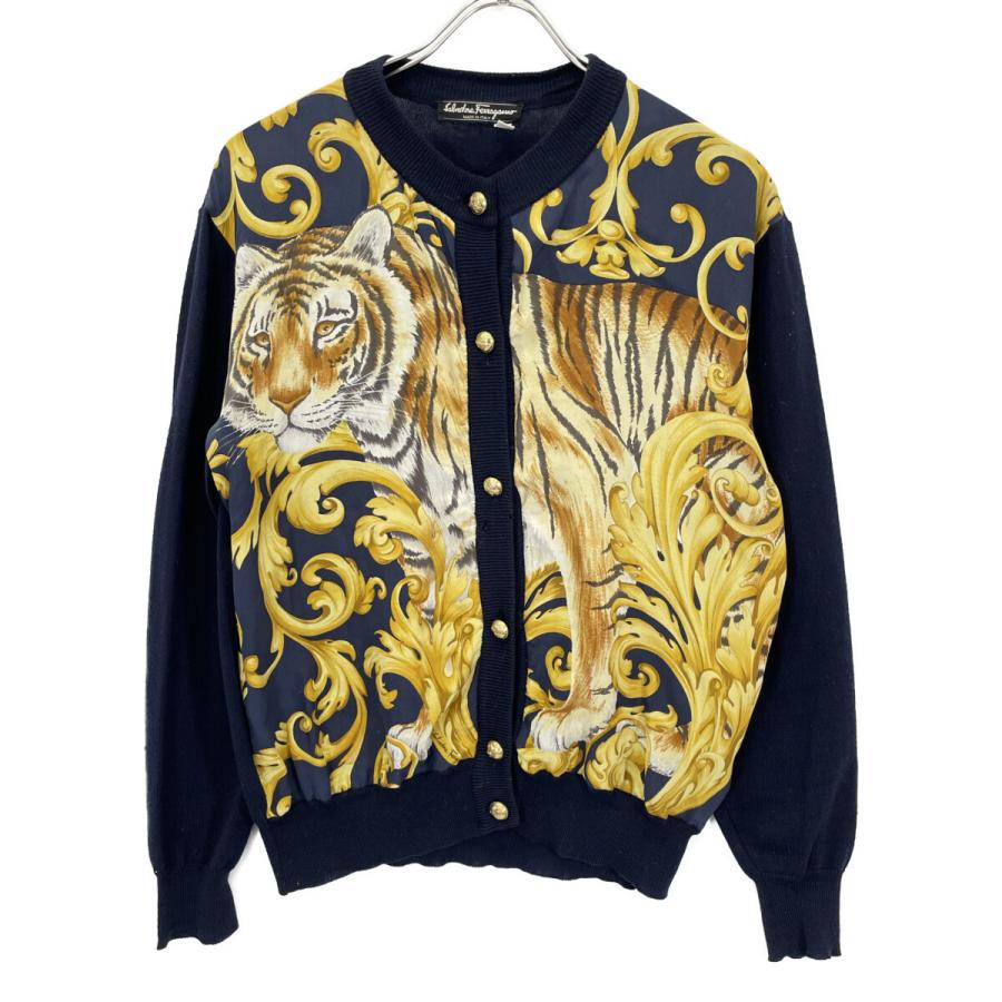 Salvatore Ferragamo サルヴァトーレフェラガモ ネイビー タイガー 金