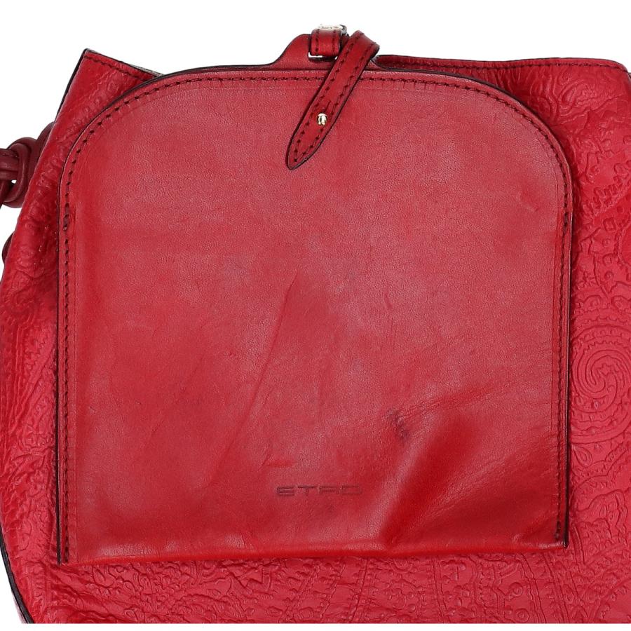 ETRO（エトロ） ペイズリー エンボスレザー ショルダーバッグ レッド