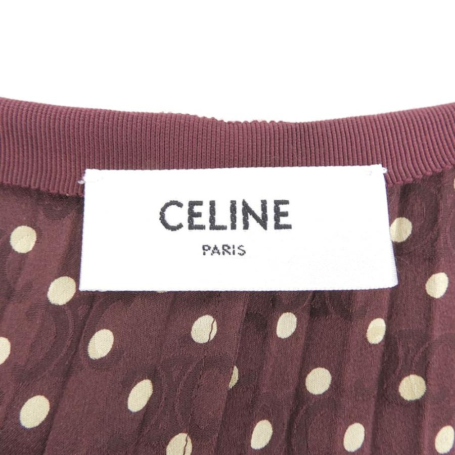 CELINE プリーツスカート アイボリー 34 シルク100%未使用品 CELINE（セリーヌ） 美品 シルク ドット×マカダム プリーツスカート