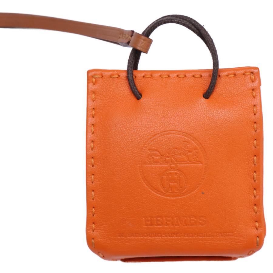 美品 HERMES エルメス サック・オランジュ バッグ チャーム オレンジ