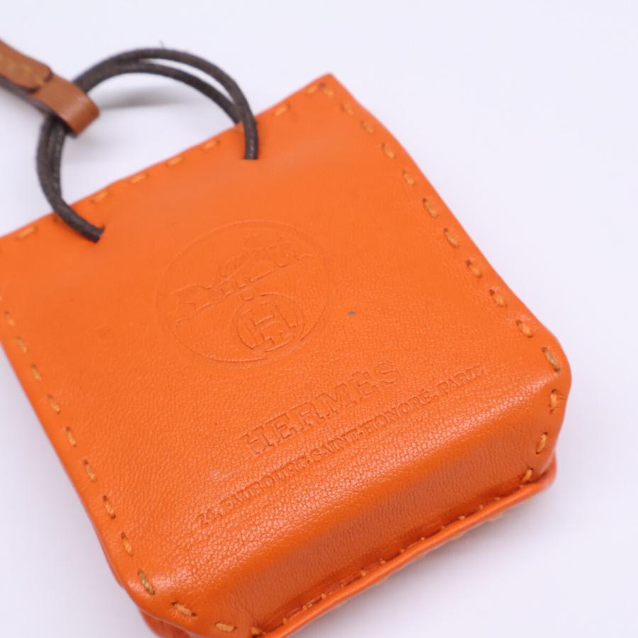 美品 HERMES エルメス サック・オランジュ バッグ チャーム オレンジ