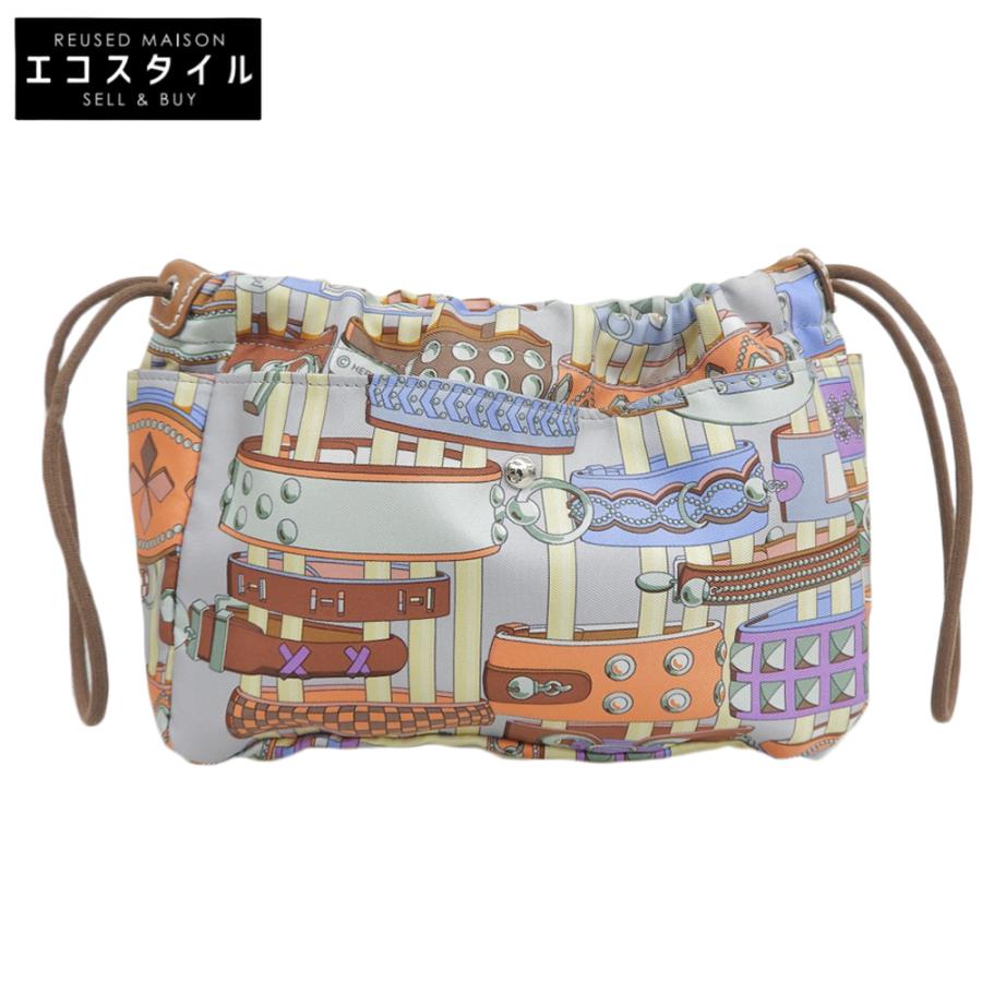 美品 HERMES エルメス シルク フールビ20 ポーチ バッグインバッグ 