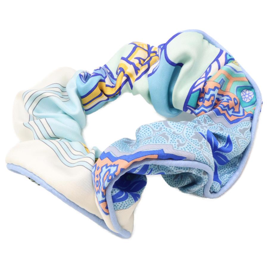 美品 HERMES エルメス クラウディア シルク シュシュ ヘアアクセサリー