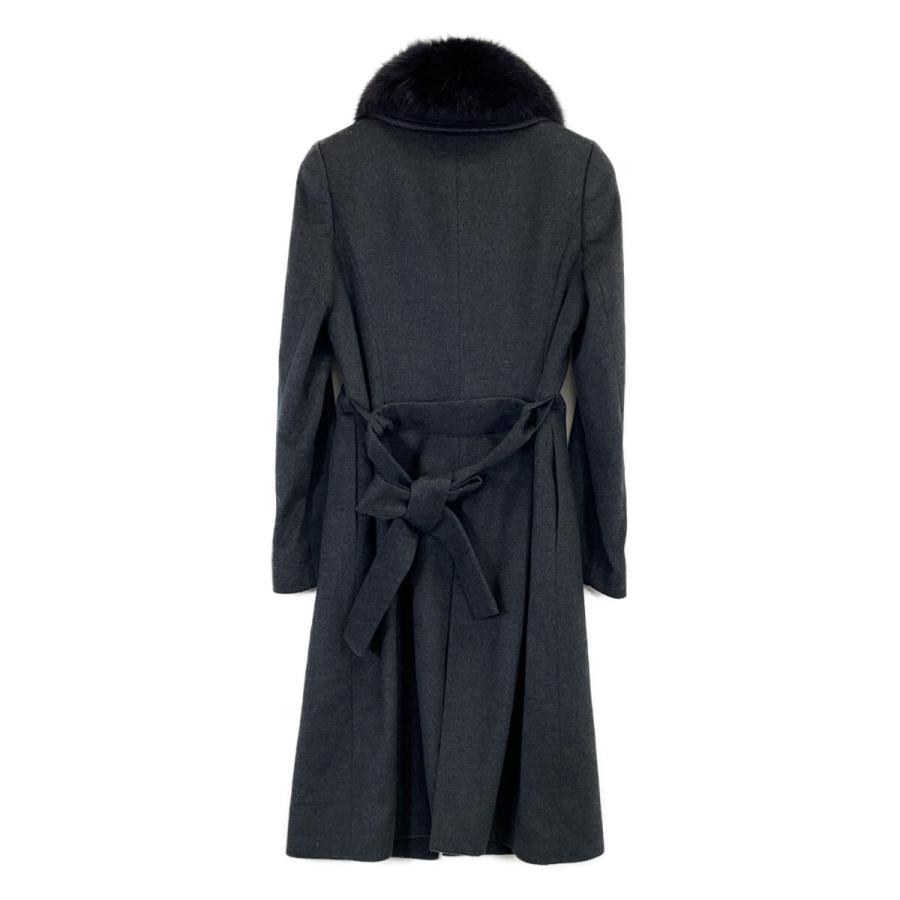 BARNEYS NEWYORK バーニーズニューヨーク BJ-404A グレー フォックスファー カシミヤ100 コート グレー 36 コート カシミヤ レディース 中古_2