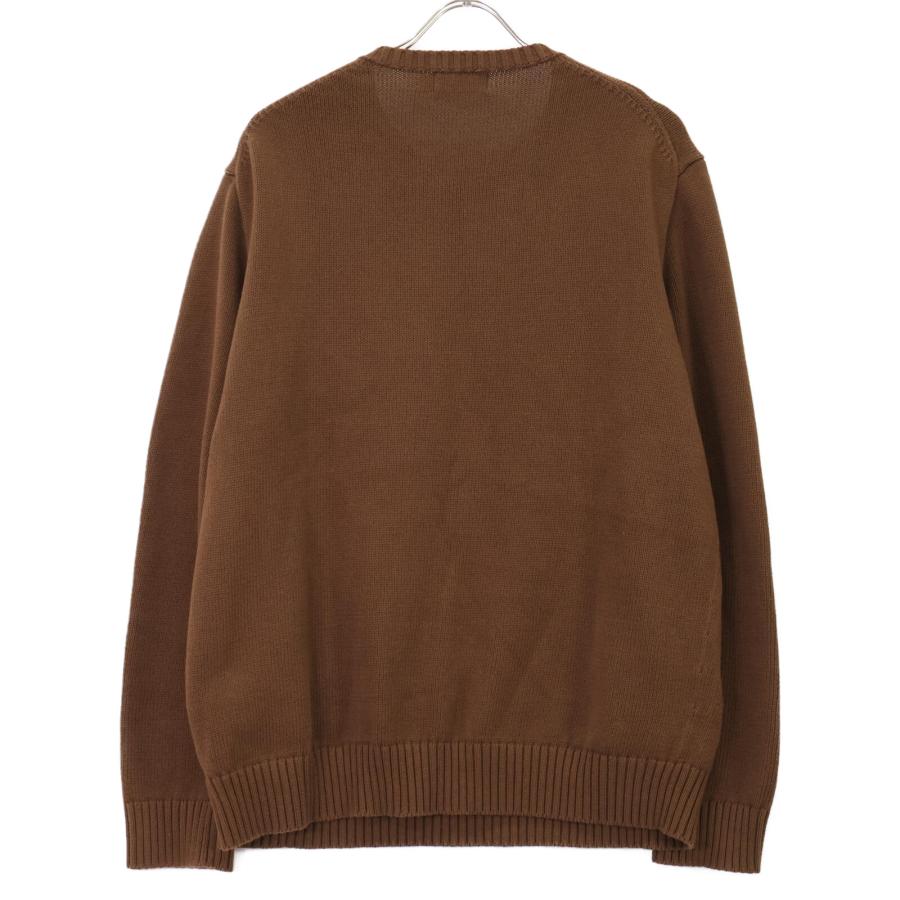 美品/国内正規/25年製 POLO RALPH LAUREN ポロ ラルフローレン 710884460028 ロゴ刺繍 ニットセーター XL ブラウン メンズ