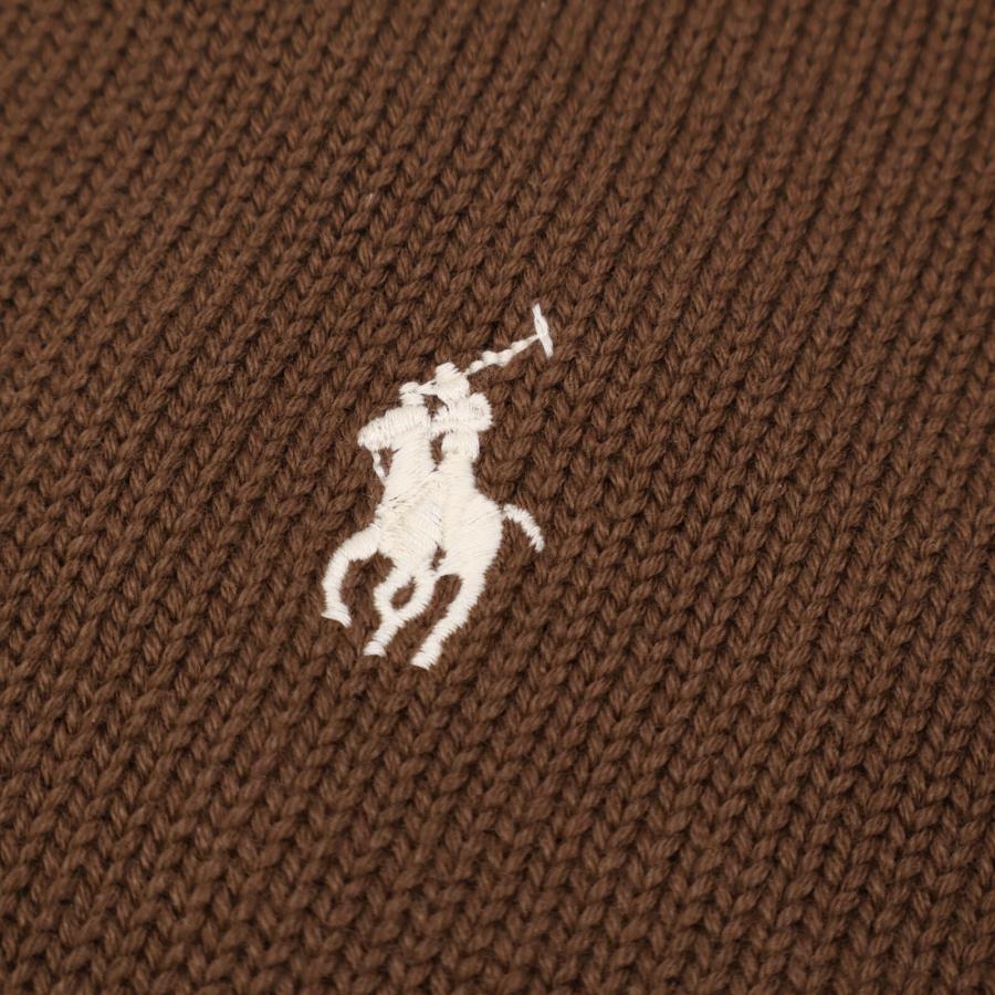 美品/国内正規/25年製 POLO RALPH LAUREN ポロ ラルフローレン 710884460028 ロゴ刺繍 ニットセーター XL ブラウン メンズ