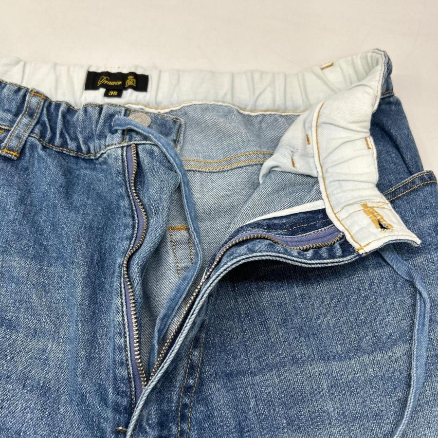 DRAWER（ドゥロワー） ライトブルー ブリーチデニム5Pドロストパンツ