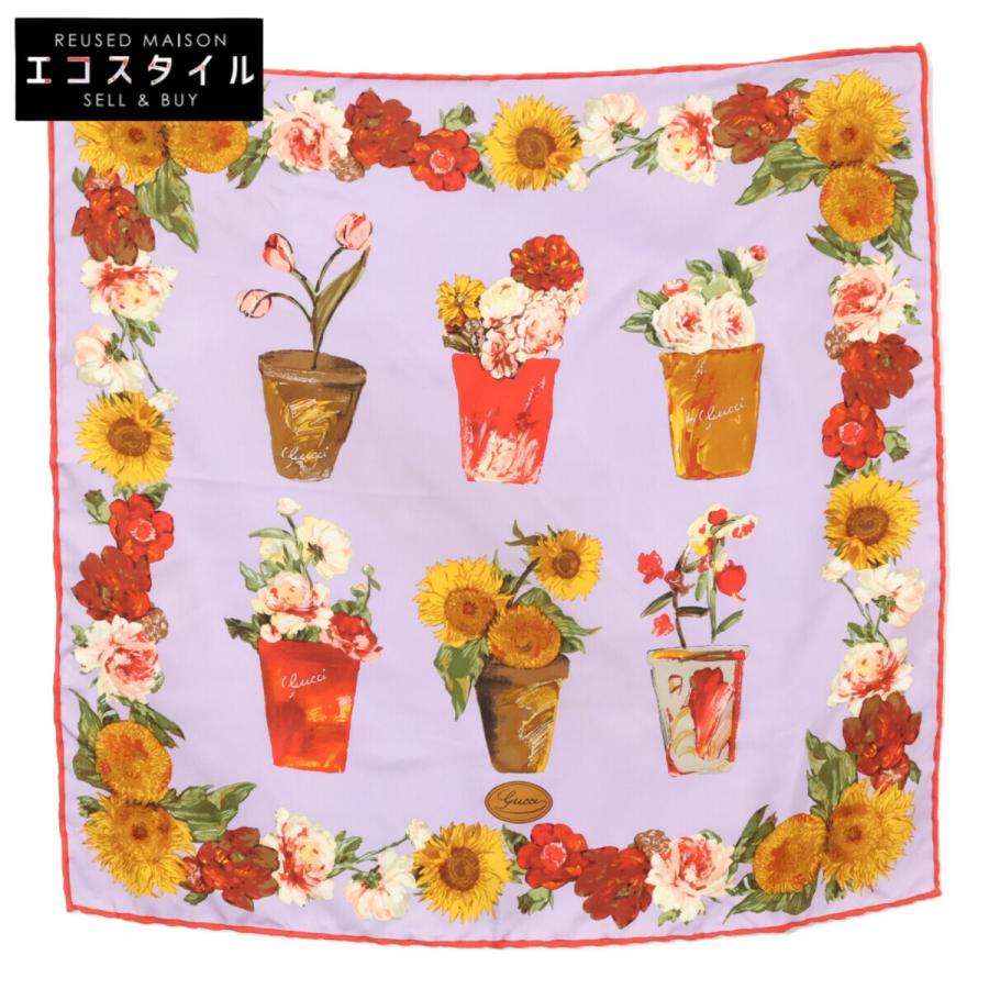 【未使用】GUCCI フラワープリント シルクスカーフ GUCCI（グッチ） 美品 フラワー柄 シルク スカーフ レディース