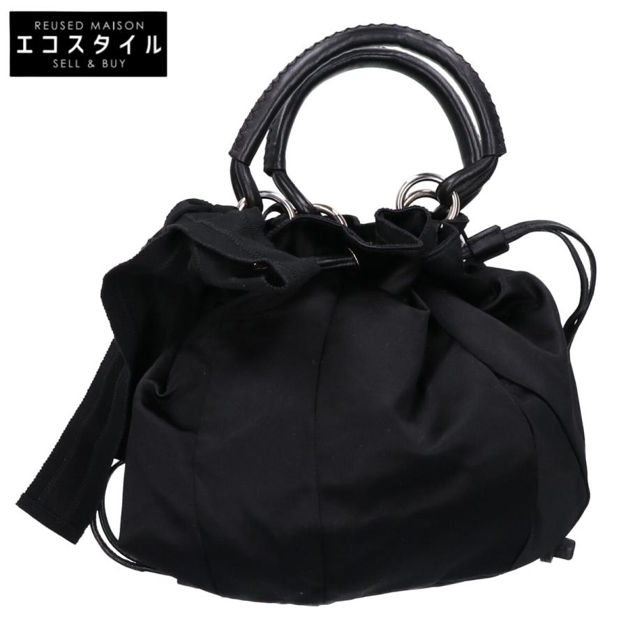 ジルサンダー 巾着バッグ JIL SANDER（ジルサンダー） 美品/ サテンxレザー 巾着バッグ