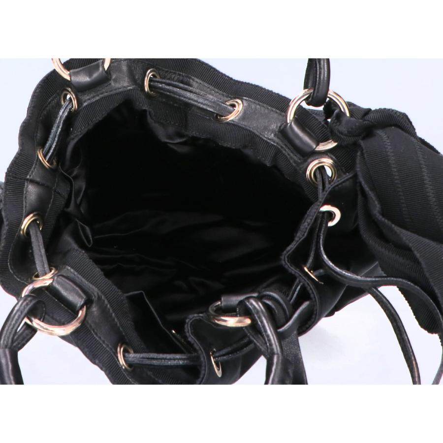JIL SANDER（ジルサンダー） 美品/ サテンxレザー 巾着バッグ