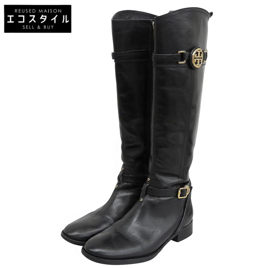 TORY BURCH（トリーバーチ） 美品 ロゴ金具 サイドジップ ロングブーツ