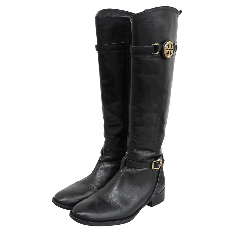 TORY BURCH（トリーバーチ） 美品 ロゴ金具 サイドジップ ロングブーツ