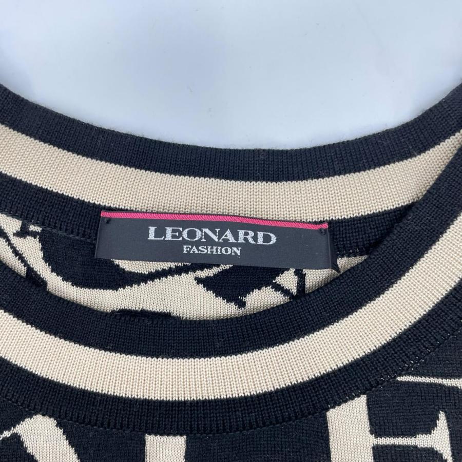 LEONARD（レオナール） 0347801 ブラック×ベージュ ウールシルク ロゴ