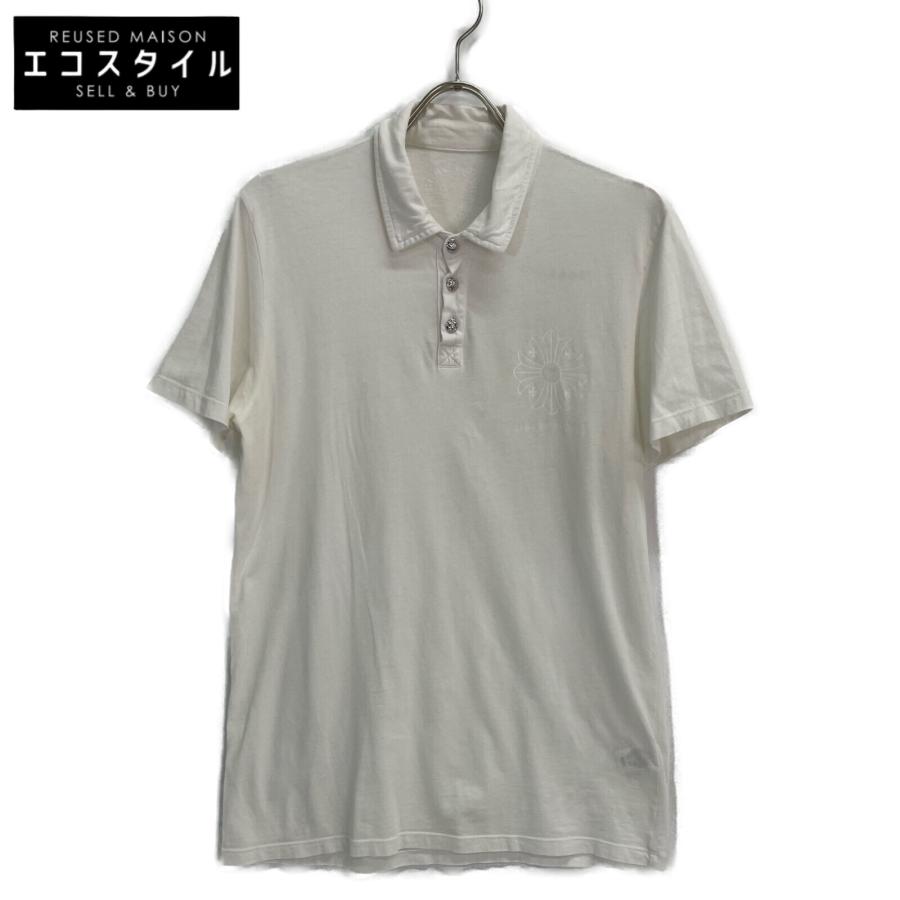 Chrome Hearts クロムハーツ 白 CH POLO S/S BSフレア ロジウムボタン