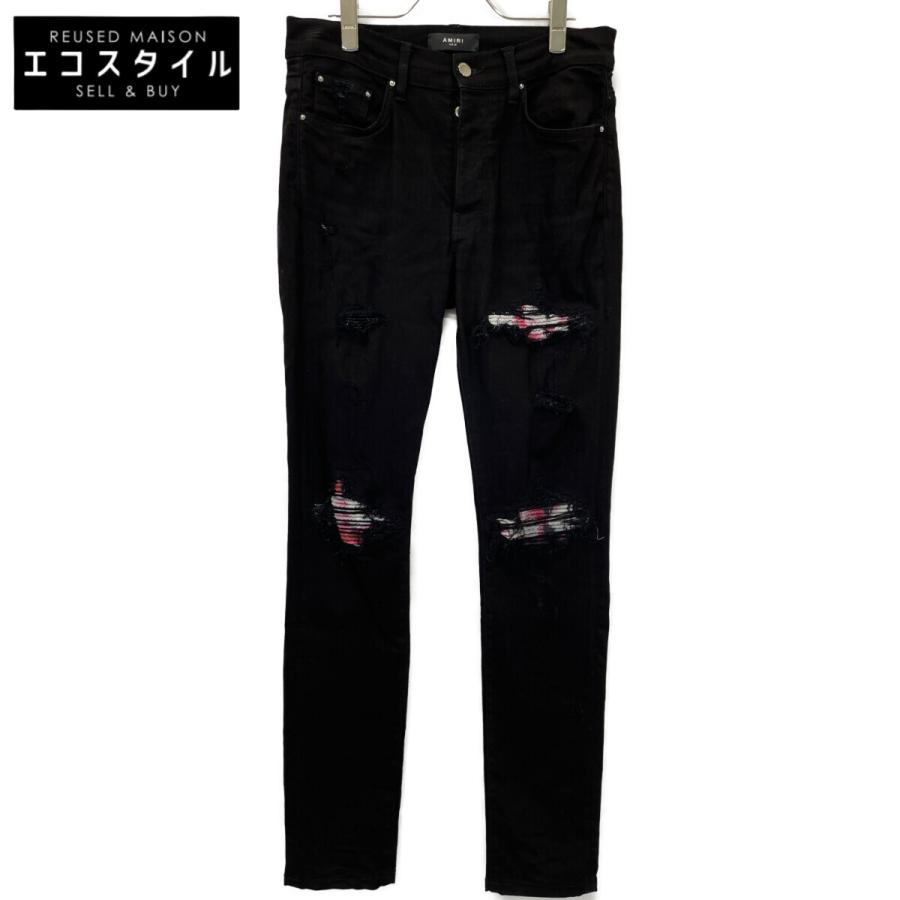 AMIRI アミリ MX1 ブラック ダメージ&リペア加工 デニムパンツ 32