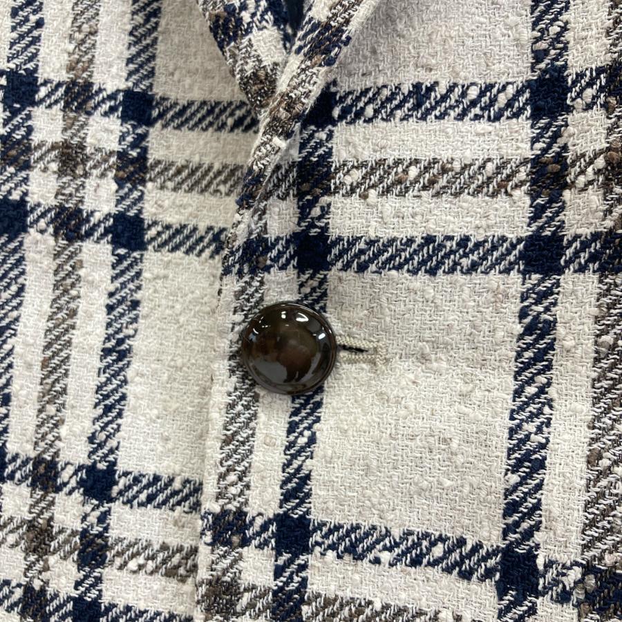 TAGLIATORE タリアトーレ 1SVF22K ホワイト チェック リネン混 2B