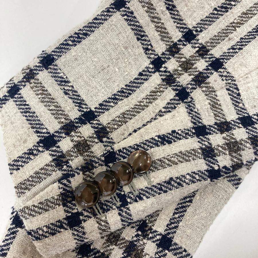 TAGLIATORE タリアトーレ 1SVF22K ホワイト チェック リネン混 2B