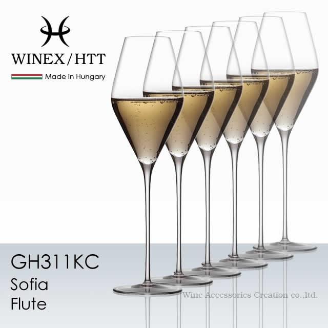 WINEX/HTT ソフィア フルート シャンパングラス ６脚セット 正規品 GH311KCx6