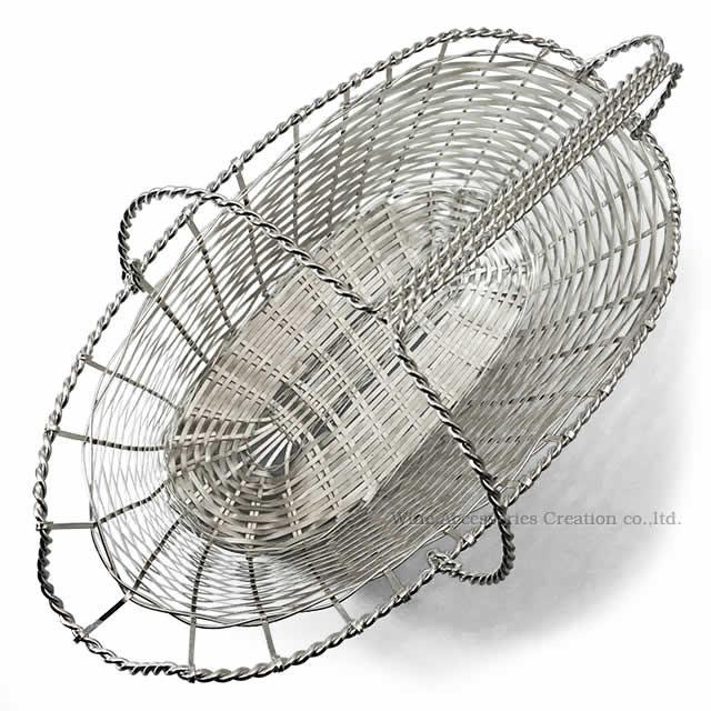 シルバーコーティング高級ワインバスケット シルバーコーティング高級ワインバスケット インテリア小物｜www