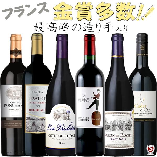 フランス 金賞受賞ワイン 有名造り手入り 飲み比べ 赤6本セット