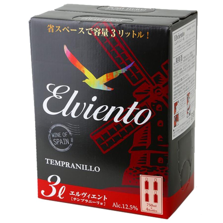 エルヴィエント テンプラニーリョ ＢＩＢ ３Ｌ  4個SET　送料無料 赤ワイン セット 中重口 ボックスワイン｜winenet｜02