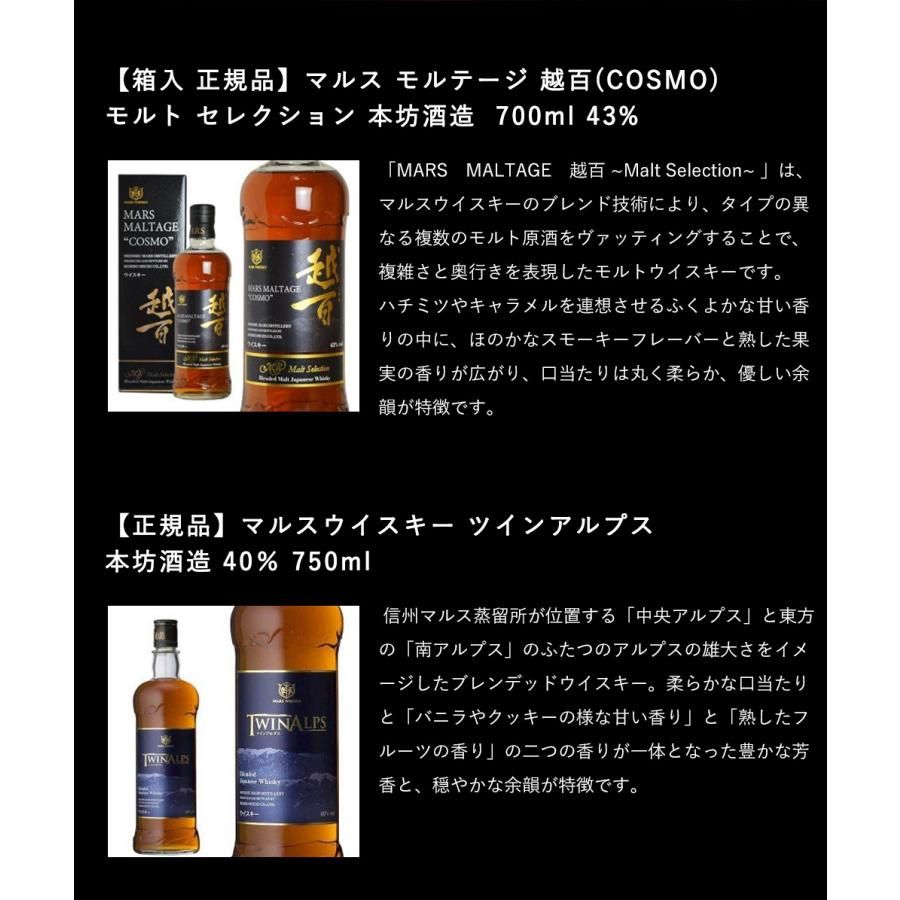 半額SALE／マルスウイスキー３種飲み比べセット 越百 ツインアルプス