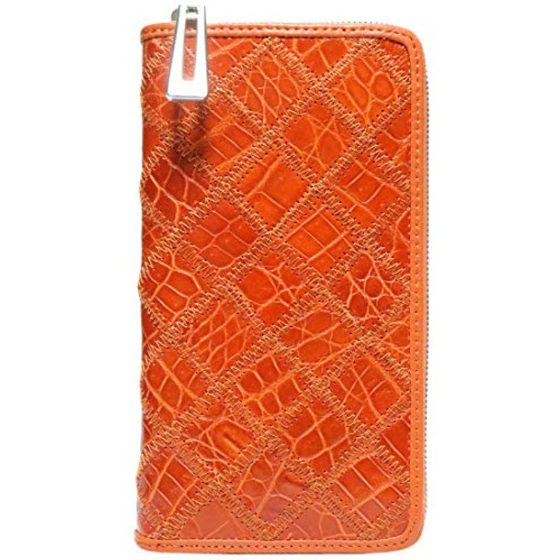 再追加販売 オレンジ 本革 クロコダイル クロコ 鰐革 ワニ皮 ワニ革 鰐