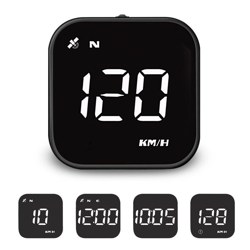 iKiKin ヘッドアップディスプレイ 車ユニバーサルデジタルGPS速度計MPH、コンパス、過速度、疲労運転アラーム スピードメーター スピードメーター GPS サブメーター 車載 簡単設置 コンパス付き 走行距離 追加メーター ディスプレイ 高輝度 後付け 白文字 M-GP