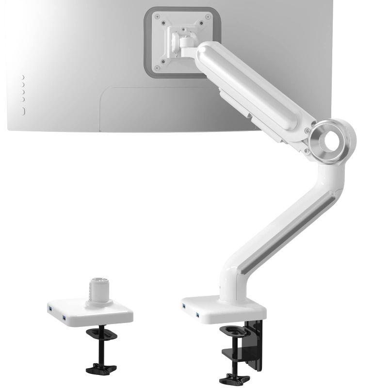 Gibbon Mount モニターアーム 白 シングル ガス圧式 1画面 1335インチ対応?耐荷重212kg USB3.0ポート付き