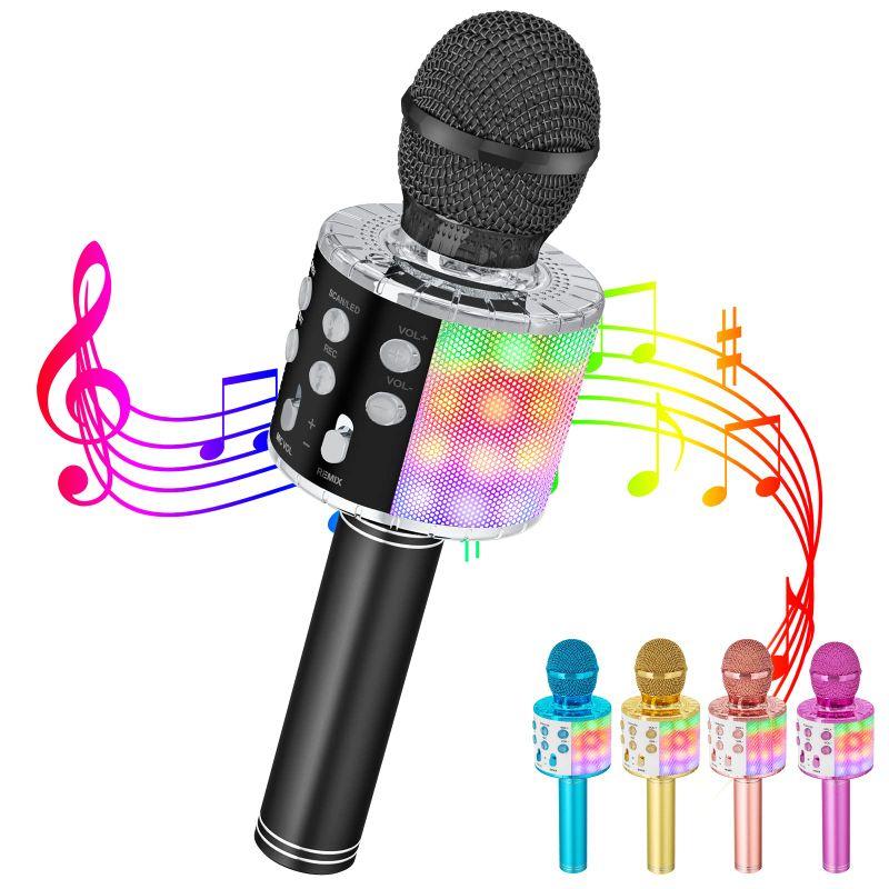 Verkstar カラオケマイク Bluetooth マイク ワイヤレス 多彩LEDライト