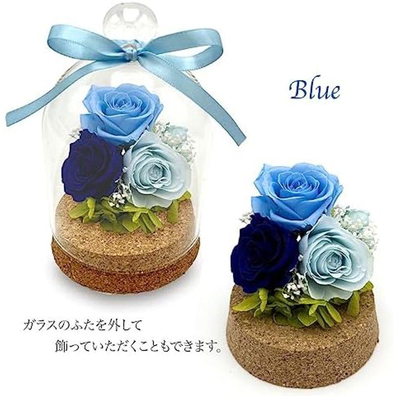 2023年 mamawreath フラワーガラスドーム Blue プリザーブドフラワー ガラスドーム 薔薇 バラ ローズ 青いバラ 紫陽花｜winfieldhonten｜06