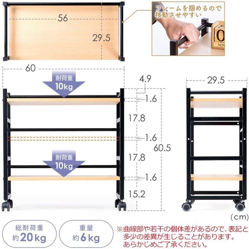 イーサプライ ファイルワゴン 2段 天板 斜め/水平 木目調 デスク下 幅60cm 奥行き29.5cm 高さ60.5cm A4 キャスター｜winfieldhonten｜03