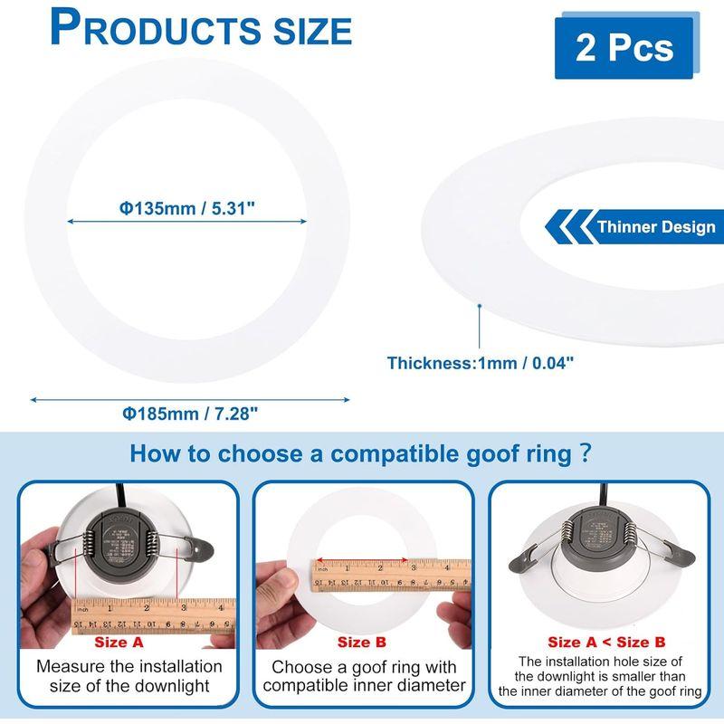 PATIKIL メタルグフトリムリング、2個 OD 7.09インチ 内径5.24インチ 円形シーリングライトトリムリング 埋め込み型ライトカ｜winfieldhonten｜04
