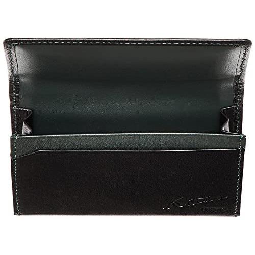 キタムラ 名刺入れ バッファロー革 Nh0812 メンズ ブラック グリーンステッチ 黒 再入荷