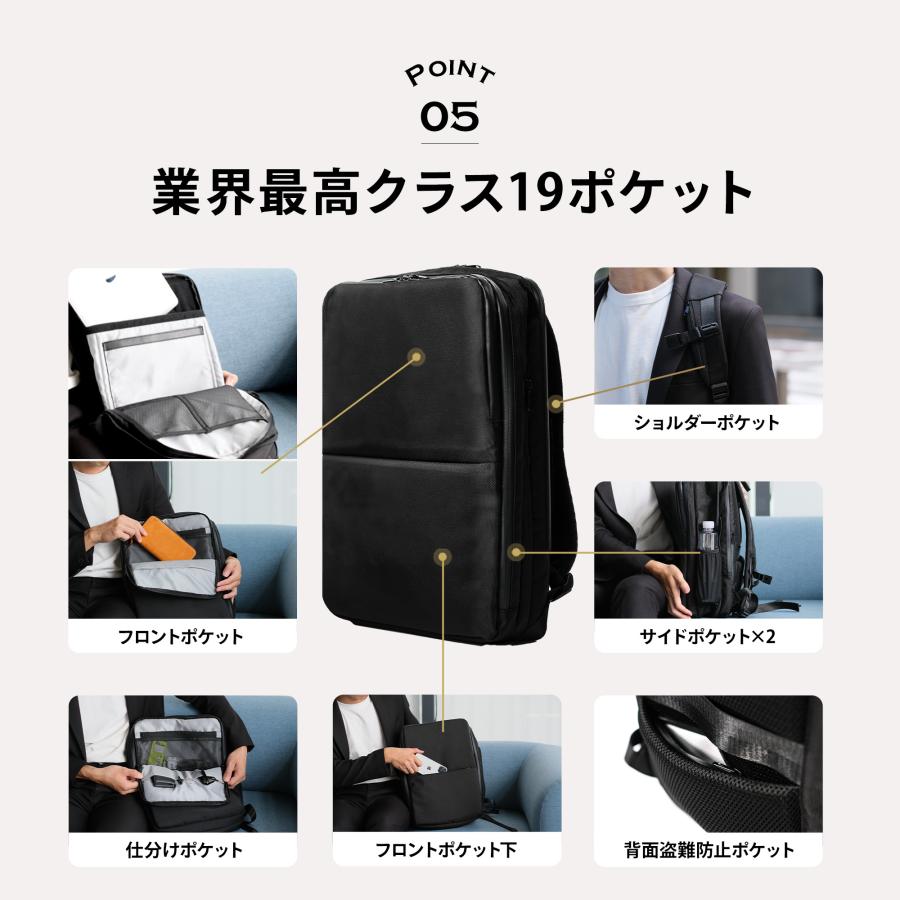 爆買 ビジネスリュック リュック GRAV メンズ 薄型 拡張型 防水 通勤バッグ 通学 リュックサック バックパックの画像