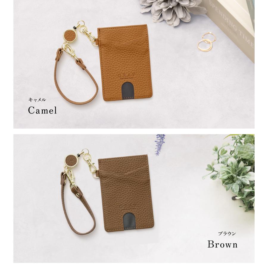 GRAV 公式 パスケース 定期入れ リール付き レディース 2面 本革 手に馴染む やわらか素材 かわいい ICカード SUICA カードケース ストラップ | GRAV | 21
