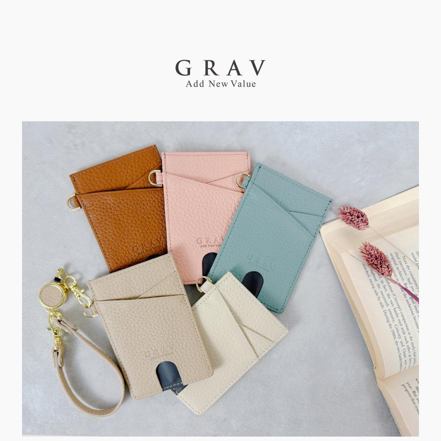 GRAV 公式 パスケース 定期入れ リール付き レディース 2面 本革 手に馴染む やわらか素材 かわいい ICカード SUICA カードケース ストラップ | GRAV | 26