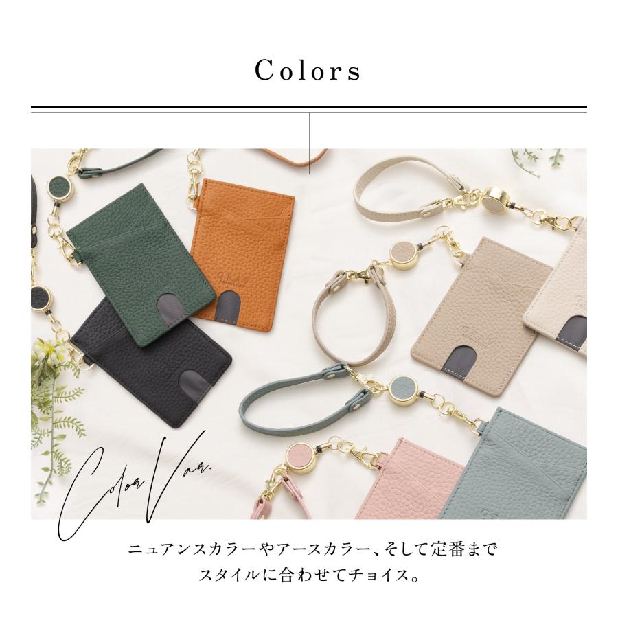 GRAV 公式 パスケース 定期入れ リール付き レディース 2面 本革 手に馴染む やわらか素材 かわいい ICカード SUICA カードケース ストラップ | GRAV | 19