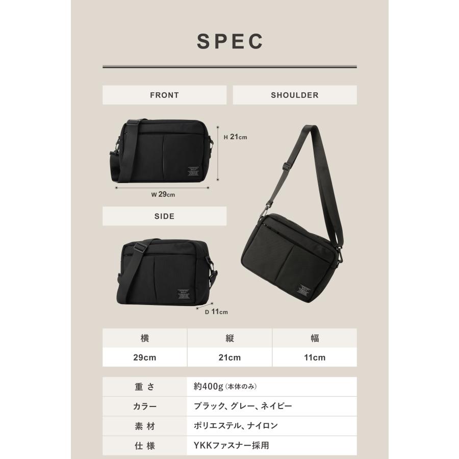 GRAV 公式 ショルダーバッグ メンズ バッグ ボディバッグ 大きめ Begin雑誌掲載 大容量 軽量 撥水 耐久性 頑丈 斜めがけ カジュアル ギフト | GRAV | 19