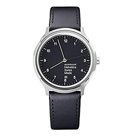 人気沸騰ブラドン Helvetica Mondaine No1 Stra Leather Black (MH1.R2220.LB) Unisex Watch Wrist 腕時計