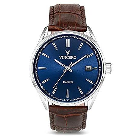 Vincero Luxury Men’s Kairos Wrist Watch — Blue dial with Brown Leather Watc
