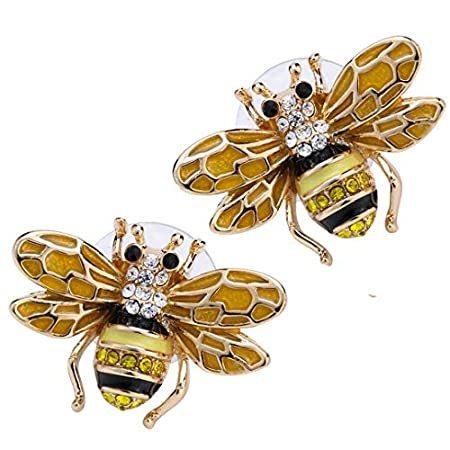 YACQ Honey Bee Stud Earrings Crystal Costume Jewelry for Women Teen Girls ネックレス、ペンダント 【希少！！】