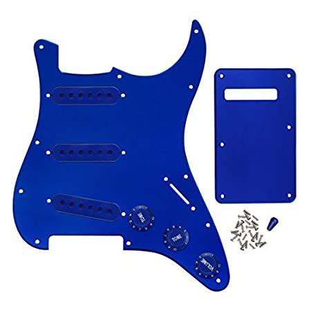 【在庫処分】 Guitar Electric Hole 11 of Set FLEOR Pickguard Color Blue in Plate Back SSS その他ギター、ベース用パーツ、アクセサリー