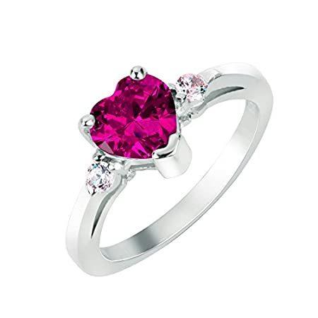 CloseoutWarehouse Rose Pink Cubic Zirconia Heart Promise Ring Sterling Silv