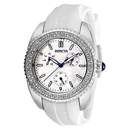 セール 登場から人気沸騰 Invicta Whi Strap, Silicone with Watch Quartz Steel Stainless Angel Women's 腕時計