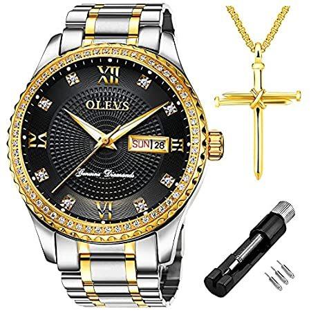 新発売の Black Men for Watches Dress Date Day Diamond Luxury OLEVS Dial Gol Face Big 腕時計 新発売の Black Men for Watches Dress Date Day Diamond Luxury OLEVS Dial Gol Face Big 腕時計