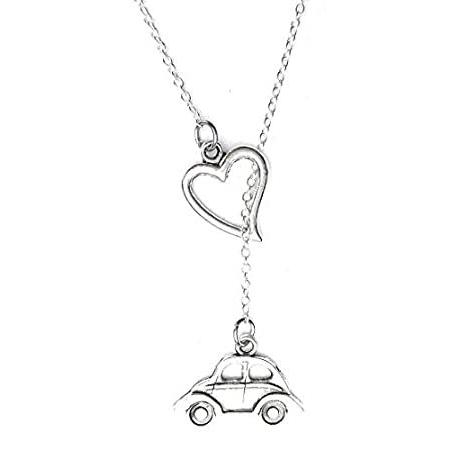 【海外限定】 Love I VW Necklace Y Lariat Silver Car Bug Beetle ネックレス、ペンダント